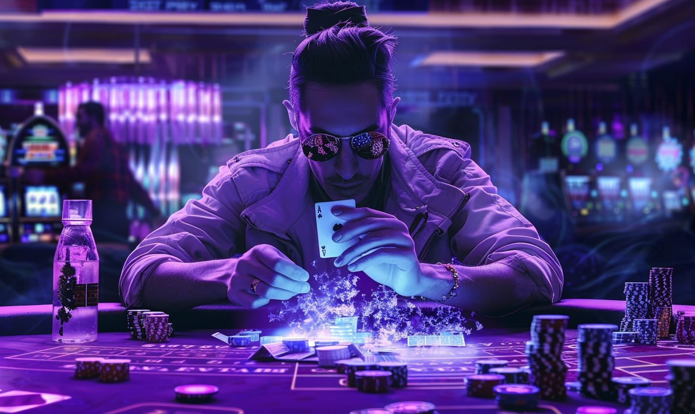 Dealer langsung di studio kasino funbola88 melayani permainan blackjack dengan kamera multi-sudut